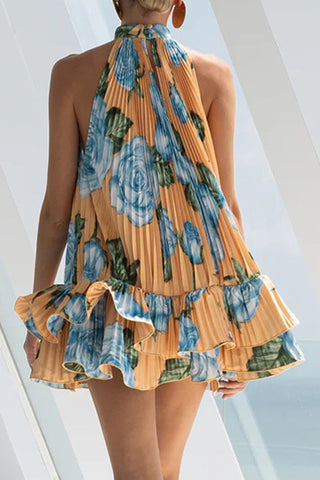 Tiered Pleated Mini Dress