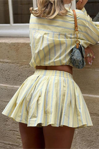 Striped Button-Up Short Set