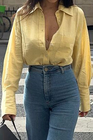 Classic Long Sleeve Button-Up Blouse