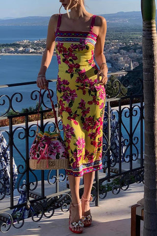 Floral Print Midi Vacation Dress