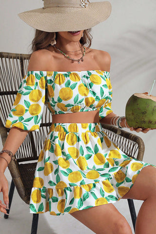 Lemon Off-Shoulder Skirt Set