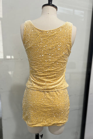 Sequined Sleeveless Mini Casual Set
