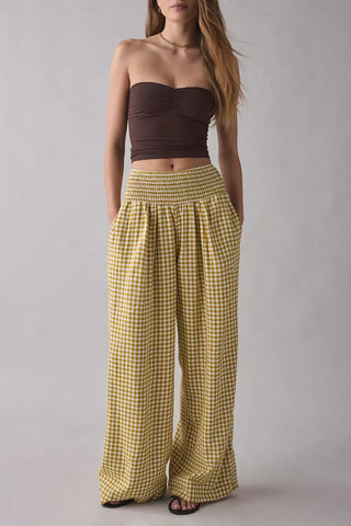 Relaxed Fit Checkered Casual Pants