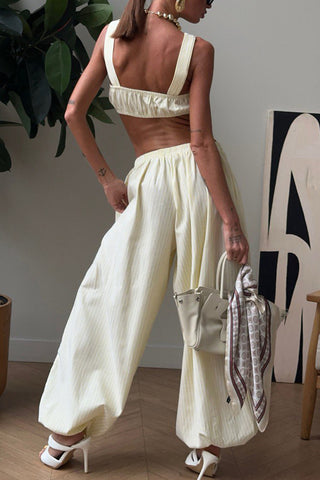 Three-Piece Cropped Shirt and Pants Set