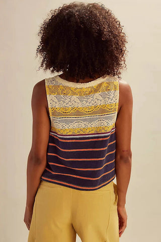 Striped Sleeveless Tank with Side Ties