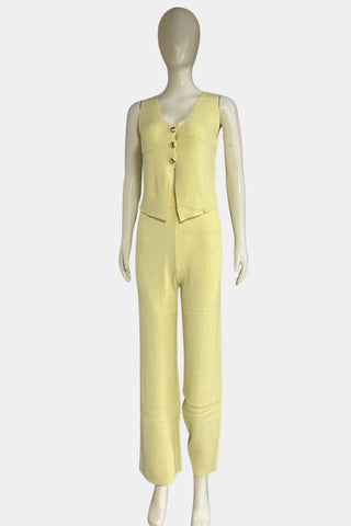 Sleeveless Button-Front Pants Set