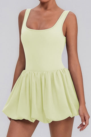 Scoop Neck Casual Bubble Hem Dress