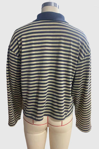 Striped Polo Long-Sleeve Tee