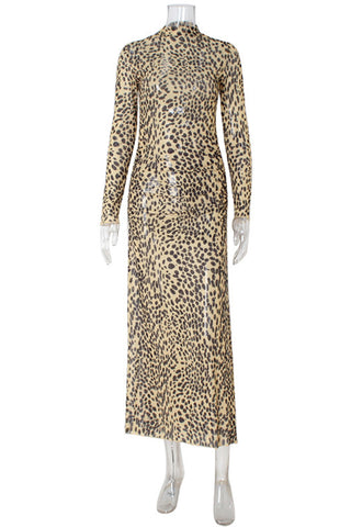 Long Sleeve Patterned Maxi Dress