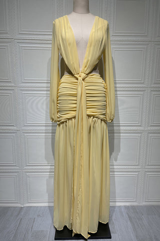 Draped Cutout Casual Maxi Dress