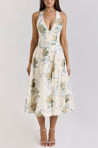 Floral Halter Midi Dress
