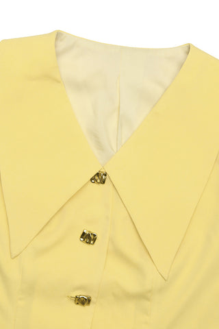 Contrast Collar Button-Up Dress