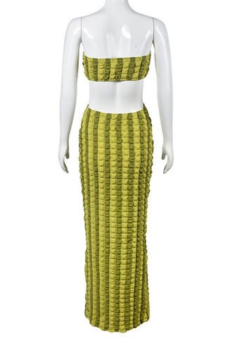 Striped Strapless Cutout Midi Dress