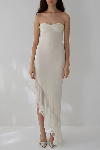 Strapless Asymmetrical Evening Dress