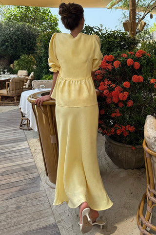 Tie-Front Puff Sleeve Skirt Set