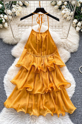 Tiered Ruffle Halter Dress