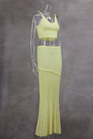 Pleated Skirt and Crop Top Set