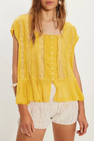 Elegant Lace Trim Blouse