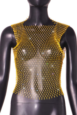 Sparkling Rhinestone Mesh Tank Top
