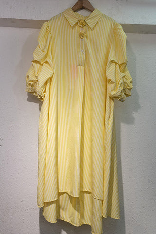 Ruffle-Sleeve Button-Front Dress