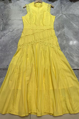 Elegant Lace Trim Vacation Dress