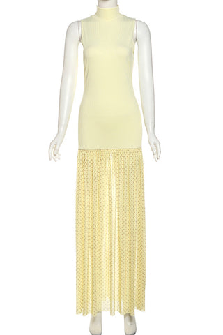 Sleeveless Maxi Dress with Sheer Overlay