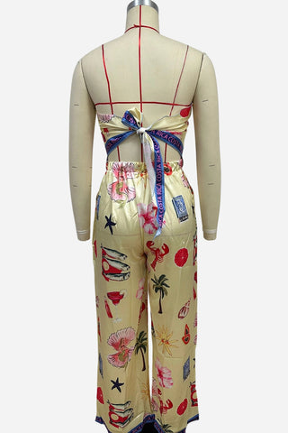 Strapless Printed Pants Set