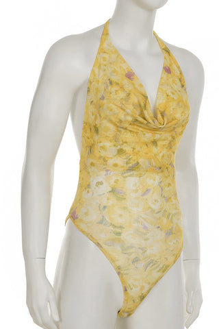 Floral Print Halter Bodysuit