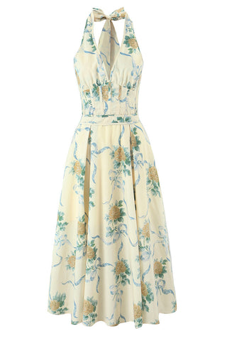 Floral Halter Neck Casual Dress