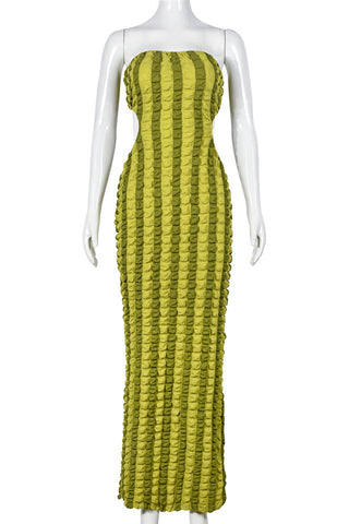 Striped Strapless Cutout Midi Dress