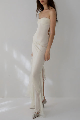 Strapless Asymmetrical Evening Dress
