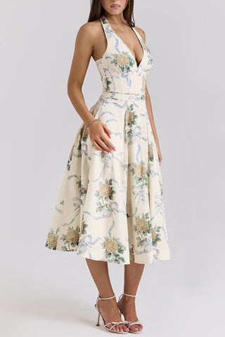 Floral Halter Midi Dress