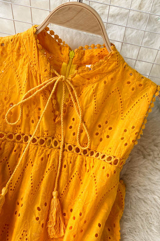 Button-Front Eyelet Maxi Dress