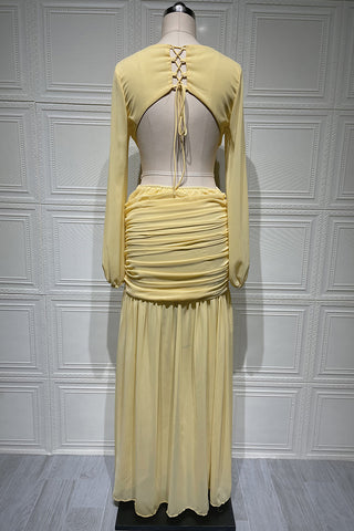 Draped Cutout Casual Maxi Dress