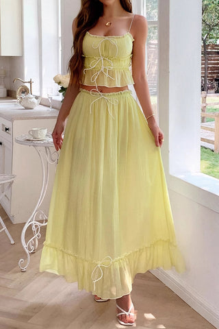 Elegant Two-Piece Casual Set with Bow Detail