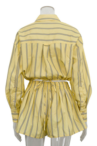 Striped Button-Up Short Set