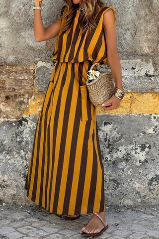 Sleeveless Striped Maxi Dress