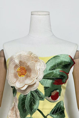 Floral Appliqué A-Line Dress