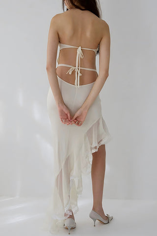 Strapless Asymmetrical Evening Dress