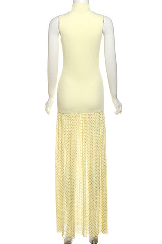 Sleeveless Maxi Dress with Sheer Overlay