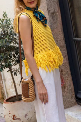 Fringe Hem Crochet Tank Top