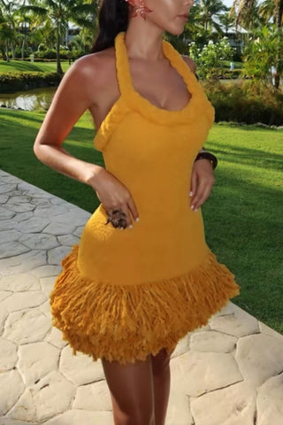 Textured Fringe Casual Dress