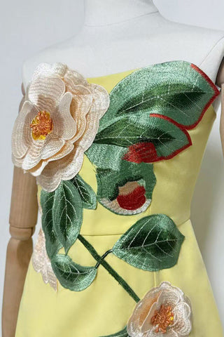 Floral Appliqué A-Line Dress