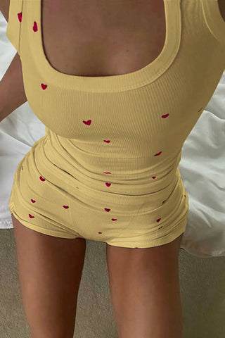 Heart Pattern Sleeveless Short Set