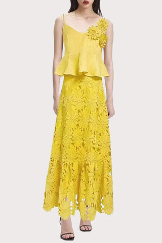 Floral Cut-Out Casual Skirt Set