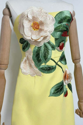 Floral Appliqué A-Line Dress