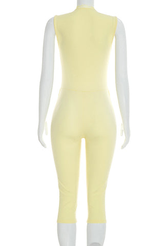 Sleeveless Button-Up Pants Set