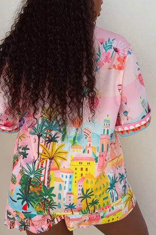 Tropical Print Three-Piece Short Set