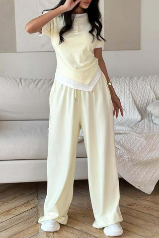 Casual Wide-Leg Pants Set