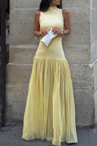 Sleeveless Maxi Dress with Sheer Overlay